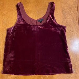 J Crew Burgundy Velvet Tank Sleeveless Top. Size 6
